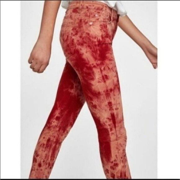 Zara Red Tie Dye Skinny Jeans NWT - Picture 7 of 15